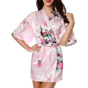 Peacock Satin Kimono Robe Bridesmaid Robes/ Wedding Robe/ Bride Robe Sleepwear